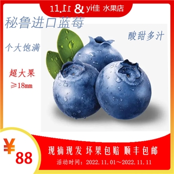  秘鲁进口蓝莓 2盒装 125g/盒 生鲜 新鲜水果