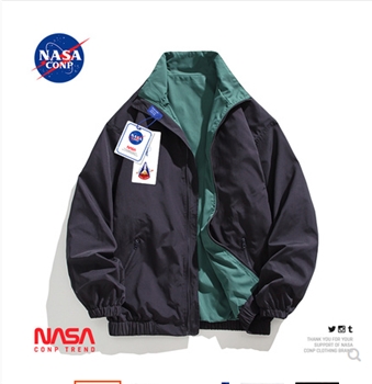NASA CONP联名美式复古立领夹克秋冬潮牌宽松休闲上衣棉服外套男